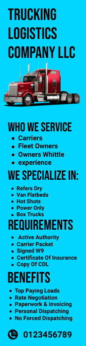 Trucking ebook flyer,Logistics company  flyer Banner 2' × 8' template