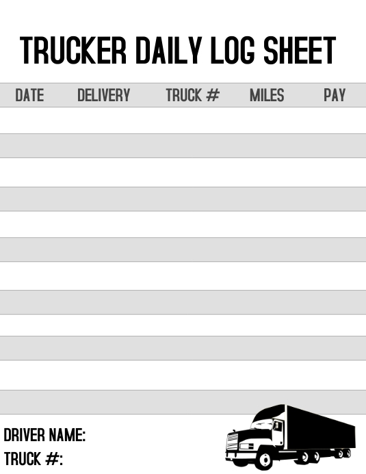 Trucking Log Sheet Iflaya (Incwadi ye-US) template