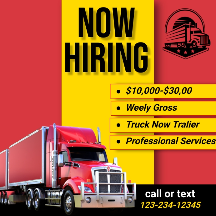 Delivery Driver Advert Examples trucking transport hiring flyer Template | PosterMyWall