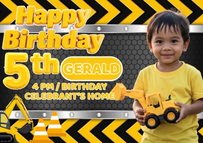 Trucks Birthday Tarpaulin A4 template