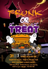 黑色 Halloween Trunk or Treat Event A1 Template