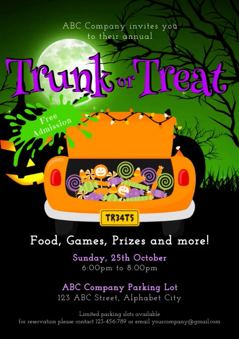 Trunk or Treat Invitation Template PosterMyWall Trunk or Treat Invitation Template PosterMyWall