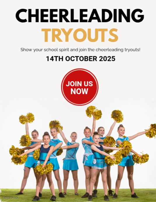 Plantilla de Cheerleading Tryouts Folletos | PosterMyWall