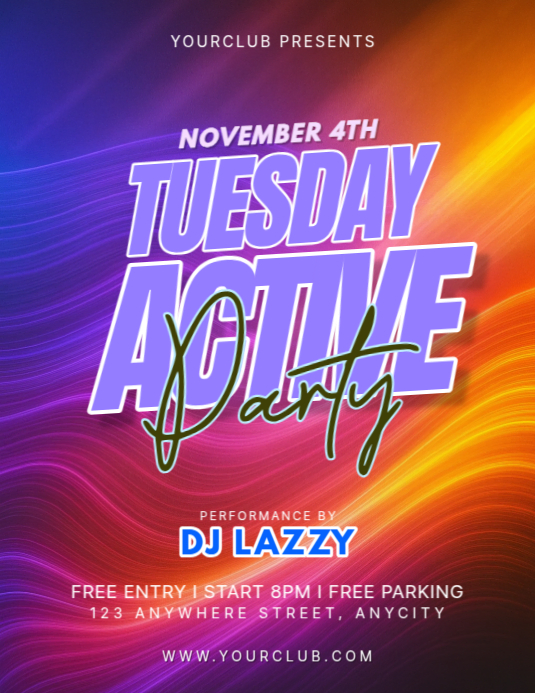 Copy of Tuesday Active Party | PosterMyWall