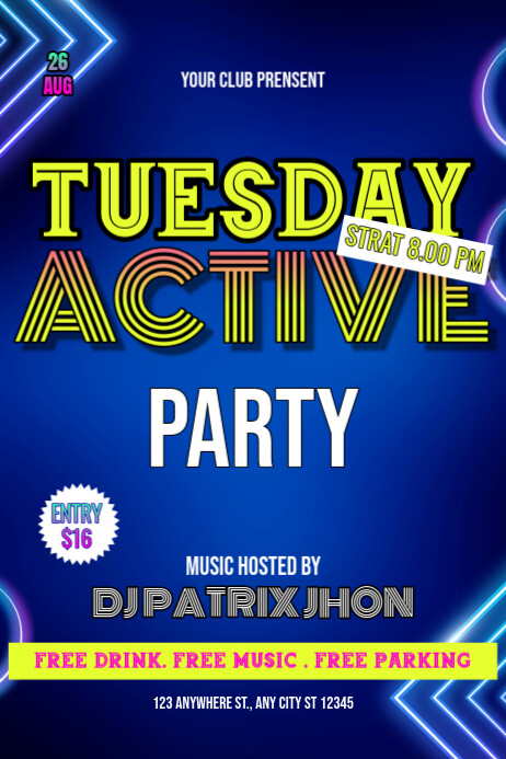 Copy of Tuesday active party poster | PosterMyWall