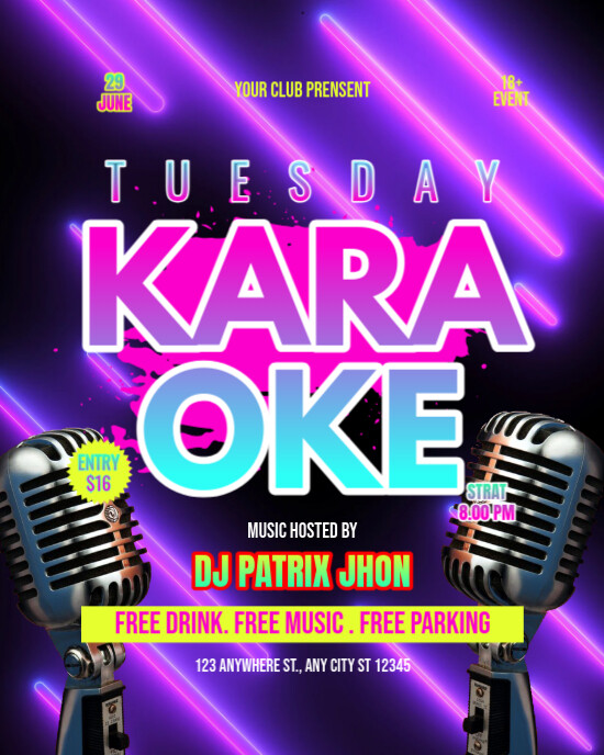 Tuesday karaoke Instagram Portrait template