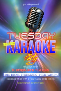Tuesday karaoke night video Poster template
