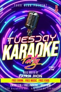 Tuesday karaoke party video Póster template