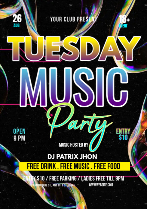 Tuesday music party A4 template