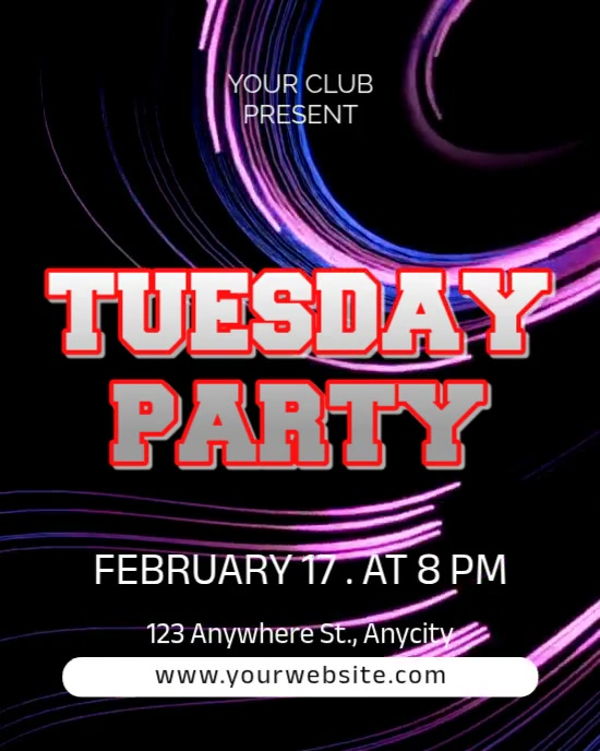 TUESDAY PARTY Template | PosterMyWall