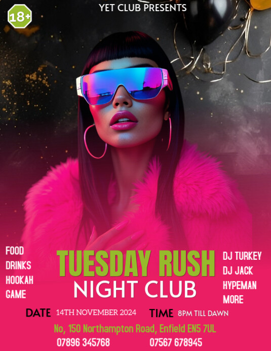 Tuesday rush night party เทมเพลต | PosterMyWall