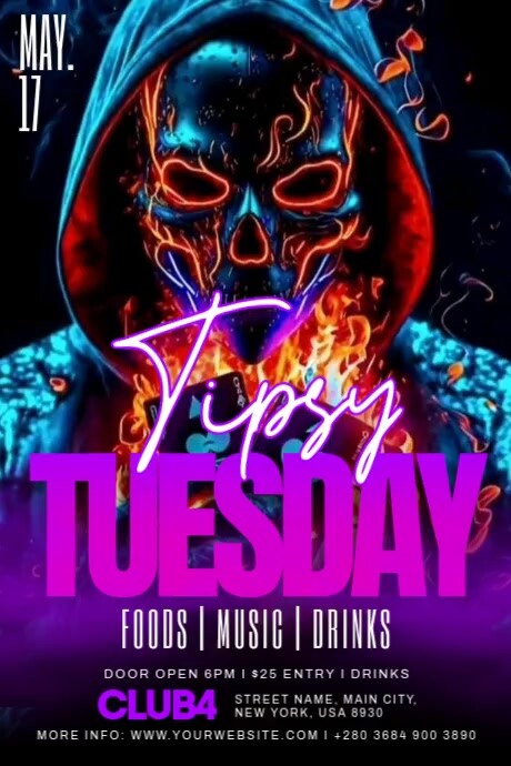 Tuesday Tipsy Party Poster template