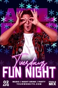 Tuesdays Fun Night Poster template