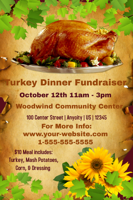 Turkey Raffle Template Copy of Turkey Fundraiser Template | PosterMyWall