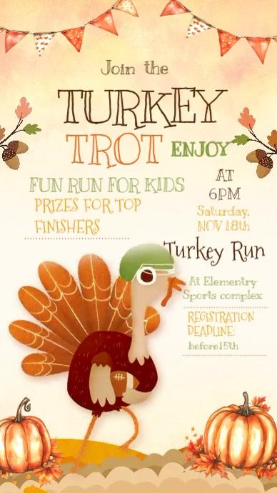 Turkey Trot Instagram Story Template | PosterMyWall