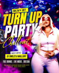 Turn up chillout night club sexy ladies disco nightlife lounge party music dj invite flyer template Instagram Portrait