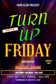 Turn up friday video Poster template