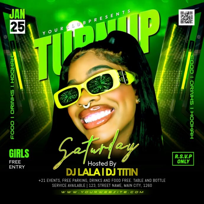 turn up night party 方形(1:1) template