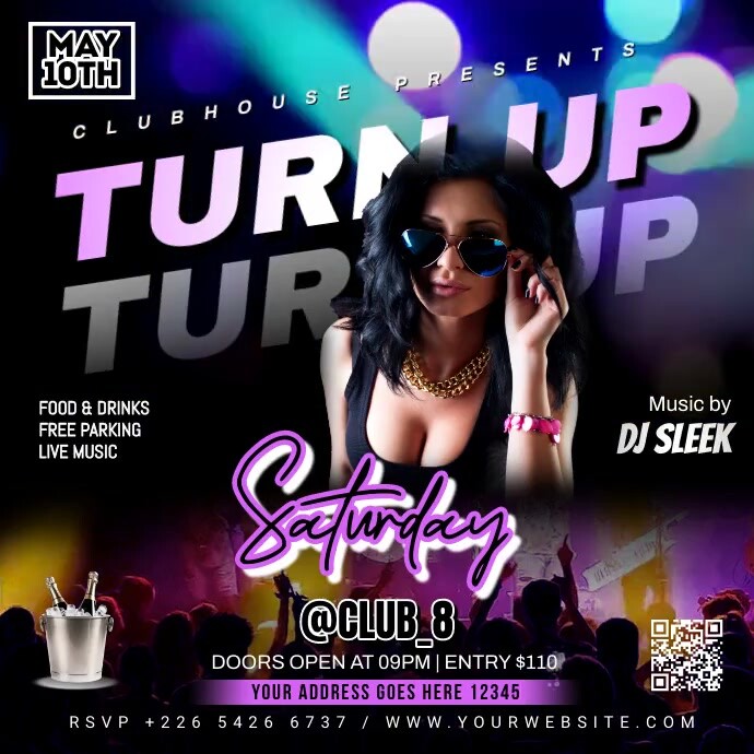 Plantilla de TURN UP SATURDAY PARTY FLYER TEMPLATE | PosterMyWall