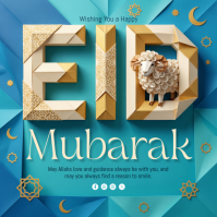 Turquoise 3D Eid Mubarak Instagram Post Instagram-bericht template