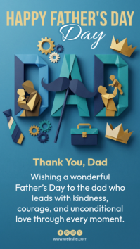 Turquoise 3D Father's Day Instagram Story template