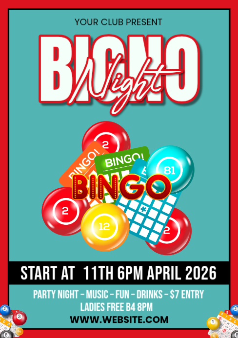 Turquoise Bingo Night Event Template | PosterMyWall
