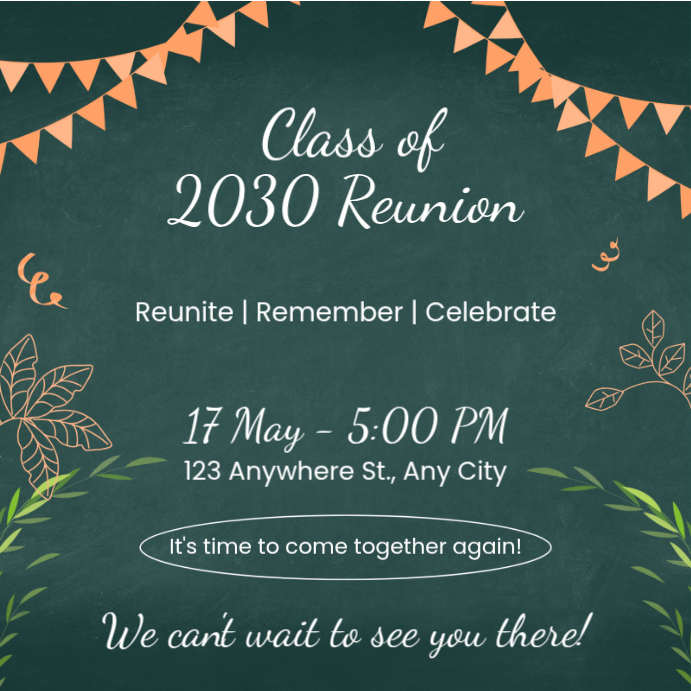 Plantilla de Turquoise Class Reunion Instagram Post | PosterMyWall