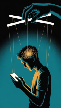 Turquoise Digital Addiction Digital Display. “Social Media Mind Control Concept – Digital Manipulati template