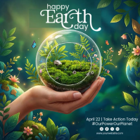 Turquoise Floral Earth Day Celebration Instagram Post Video template