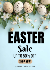 Turquoise Floral Easter Sale A4 template