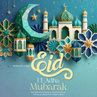 Turquoise Floral Eid Celebration Instagram Post template
