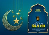 Turquoise Floral Eid Celebration Postcard template