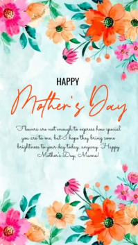 Turquoise Floral Mother's Day Instagram Story Video template