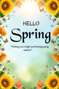 Turquoise Floral Spring Equinox Poster template