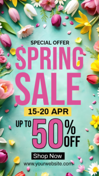 สีเทอร์ควอยซ์ Spring Sale Instagram Story Template