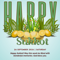Türkis Sukkot Celebration Instagram-Beitrag Template