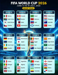 Turquoise Geometric FIFA World Cup 2026 Group Stage Flyer Рекламная листовка (US Letter) template
