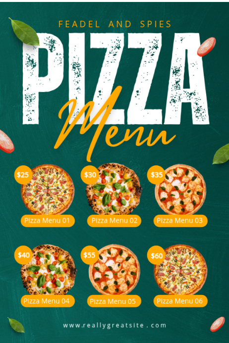 Modèle Turquoise Pizza Menu Affiches | PosterMyWall