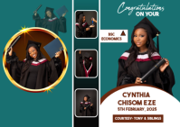 Turquoise Graduation Announcement Postcard template