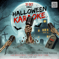 Turquoise Halloween Karaoke Party Сообщение Instagram Template