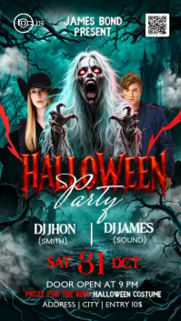 Turquoise Halloween Party Instagram Story Template