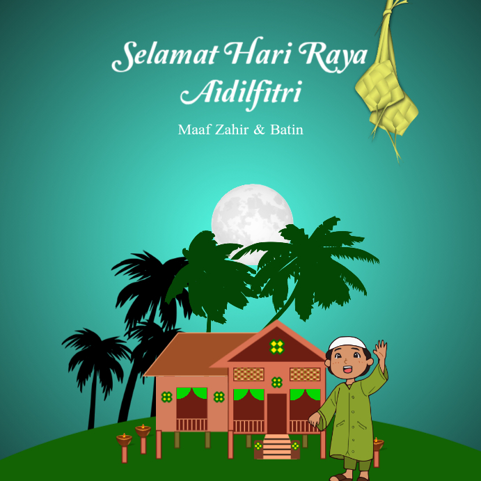 Turquoise Hari Raya Aidilfitri Celebration Instagram Post Template ...