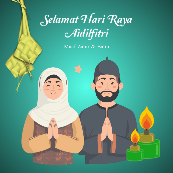 Sign Post Hari Raya Turquoise Hari Raya Aidilfitri Celebration Instagram Post Templat ...