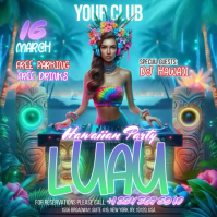 Turquoise Hawaiian Luau Party Instagram Post Video Instagram-Beitrag template