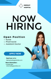 Turquoise Healthcare Job Recruitment Half Page Wide Halv side bred template