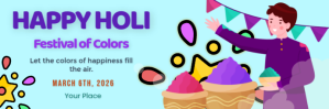 Turquoise Holi Festival Celebration Intestazione di Twitter Template