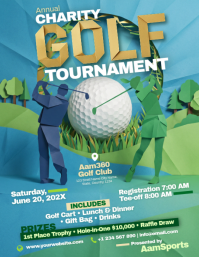 Turquoise Illustrative Charity Golf Tournament Flyer Volantino (US Letter) template