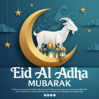 Turquoise Illustrative Eid Al-Adha Celebration Instagram Post Instagram-bericht template