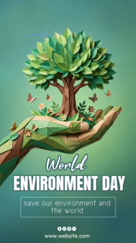 Turquoise Illustrative Environment Day Instagram Story template