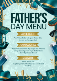 Turquoise Illustrative Father's Day Menu A5 template